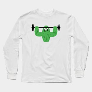 Weight Lifting Cactus Long Sleeve T-Shirt